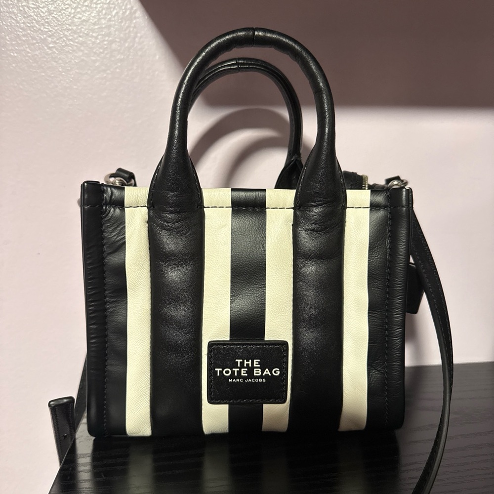 Marc Jacobs black and white striped tote